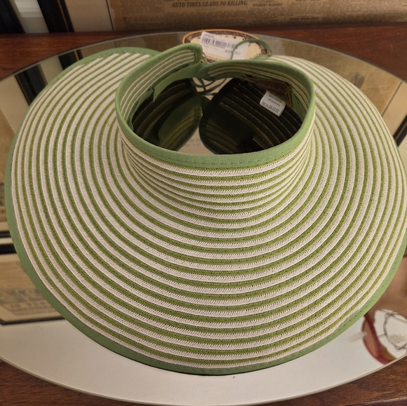 Scala Green and Cream Striped Women's Visor - Picture 2 of 7
